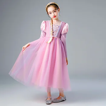 Disney Ilgi Plaukai Princesė Dress Išgalvotas Merginos Gimtadienio Rapunzel Suknelė Veiklos Dress Kostiumai Vaikas Mergina Kalėdų Dovana