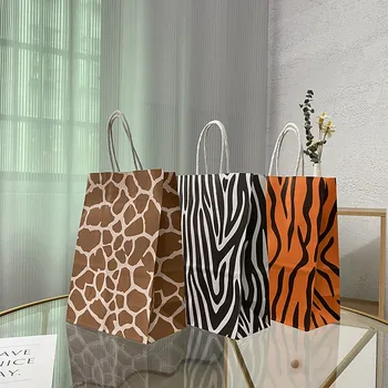 Gyvūnų Dizainas Kraftpopieris Krepšiai Žirafa Karvė Zebra Pieninių Galvijų Leopard 