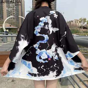 Japonų Kimono Tradicinių Drabužių Karpis Anime Marškinėliai Moterims Draugei Samurajus Haori Hombre Yukata Vyras Megztinis plonas kailis +diržas