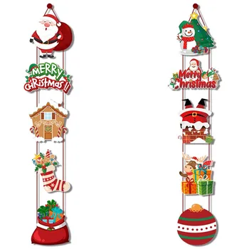 Nauji Metai Linksmų Kalėdų Durų Užuolaidos Dvieilis Veranda Kabinti OrnamentSanta Senelis, Senis Besmegenis 