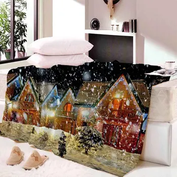 Super minkštas Pliušinis Koralų Vilnos Kalėdų dekoratyvinis mesti Antklodę 3d atspausdintas Šiaurės stiliaus lova, sofa-Lovatiesė antklodė