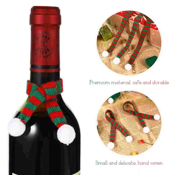 Vyno Butelis Mažiems Santa Hats Kalėdų Šalis Dekoro Santa Šalikas Kalėdų Eglučių Papuošalai Vyno Butelių Puošyba
