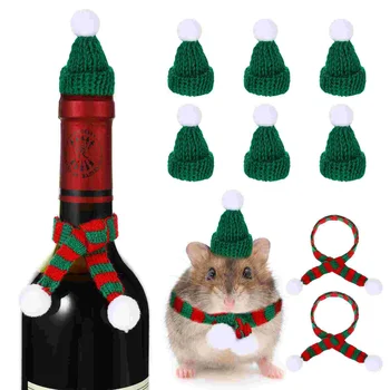 Vyno Butelis Mažiems Santa Hats Kalėdų Šalis Dekoro Santa Šalikas Kalėdų Eglučių Papuošalai Vyno Butelių Puošyba